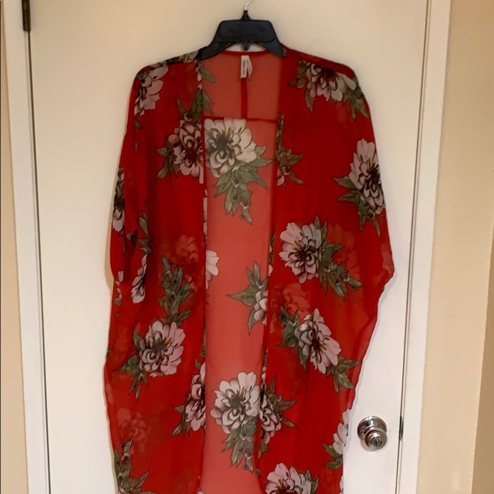 💕 long red kimono